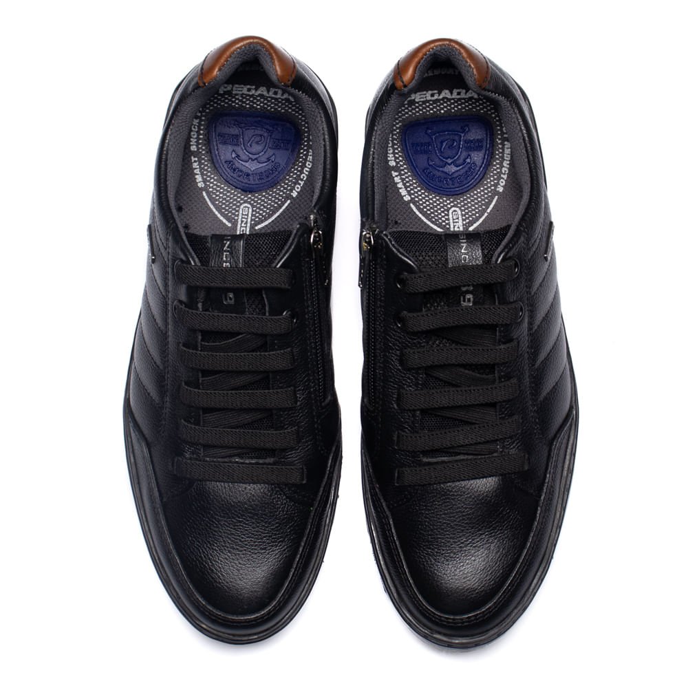 Sapatênis Masculino Pegada Couro Preto/Marrom Preto/Marrom 4