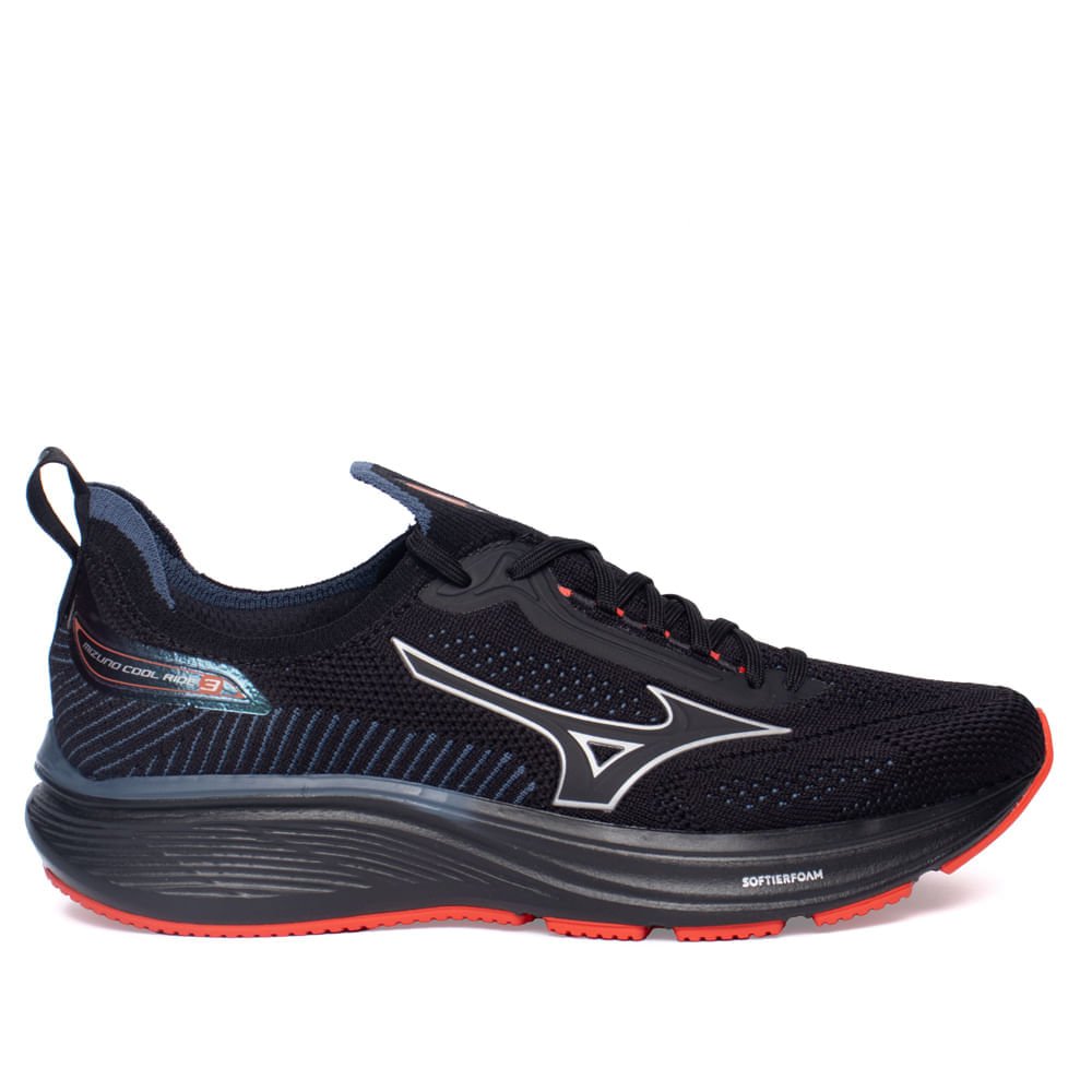 Tênis Masculino Mizuno Cool Ride 3 Preto/Vermelho