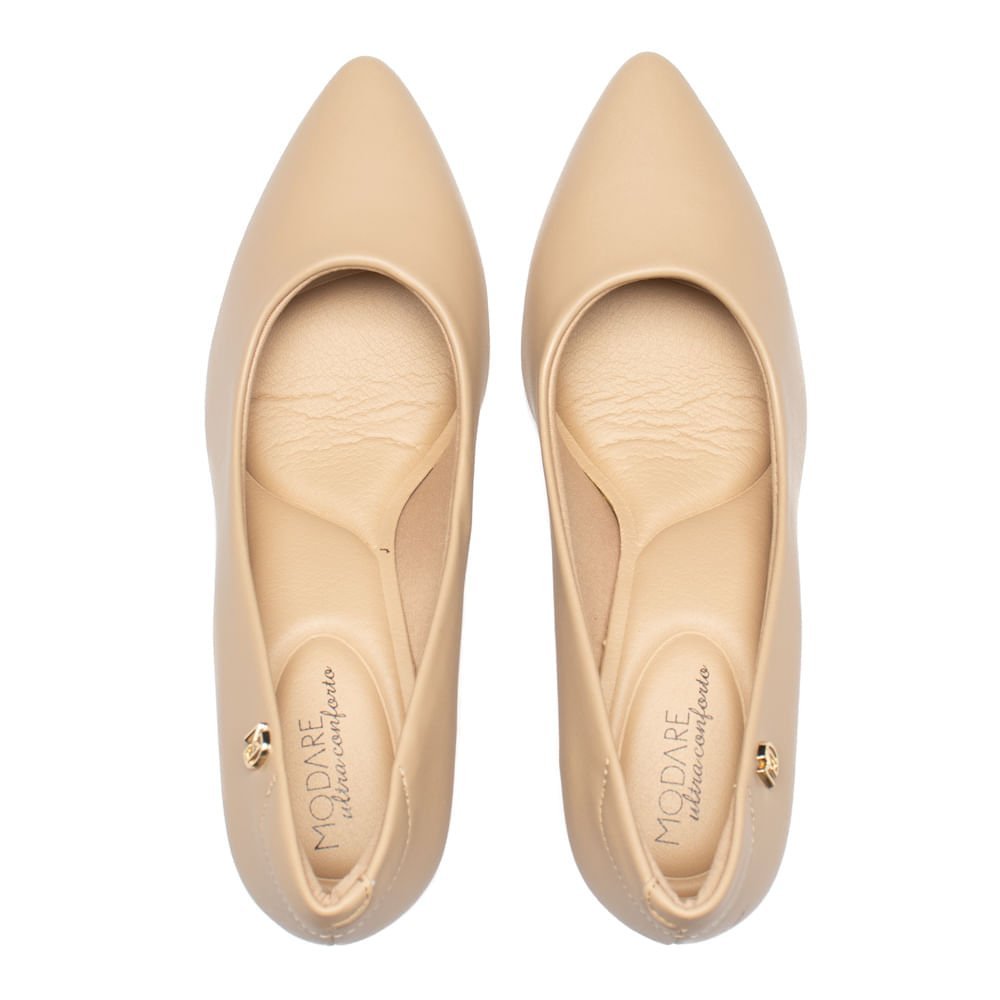 Scarpin Feminino Modare Napa Salto Baixo Bege Claro Bege 4