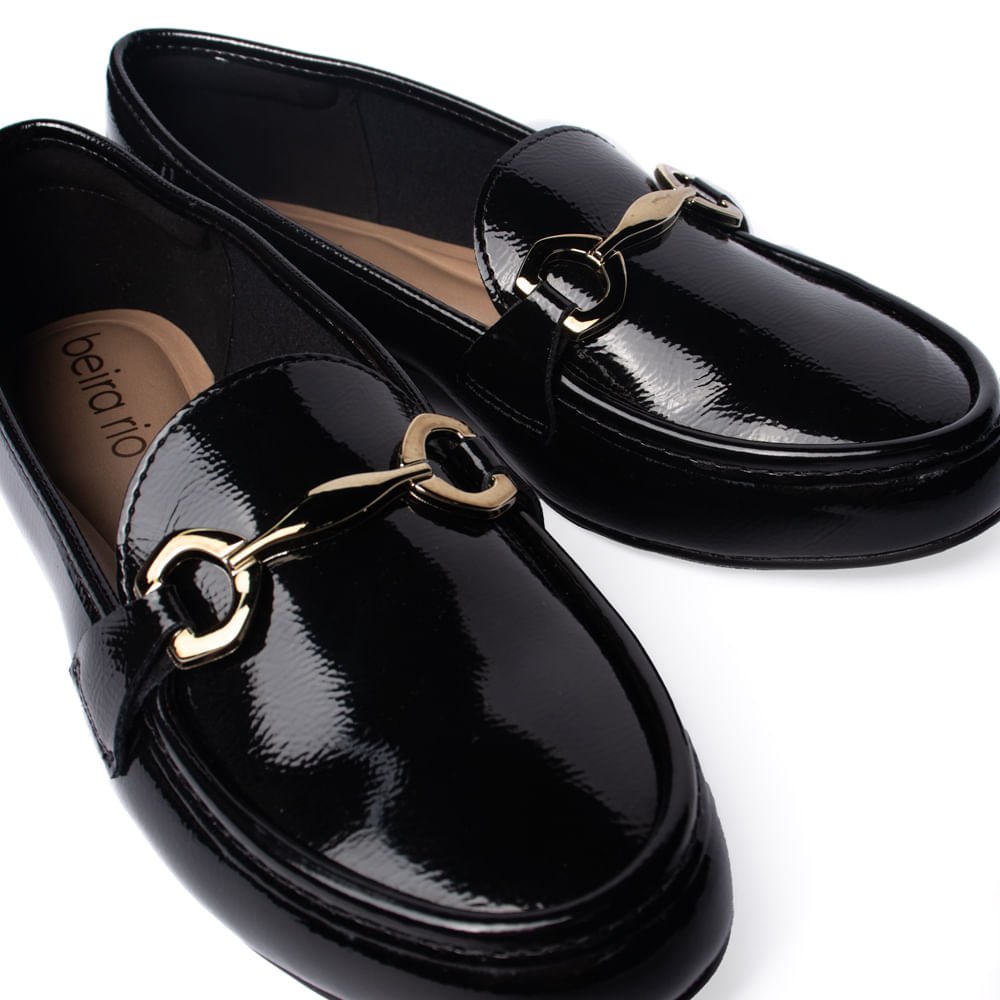 Mocassim Feminino Beira Rio Verniz Preto Preto 6