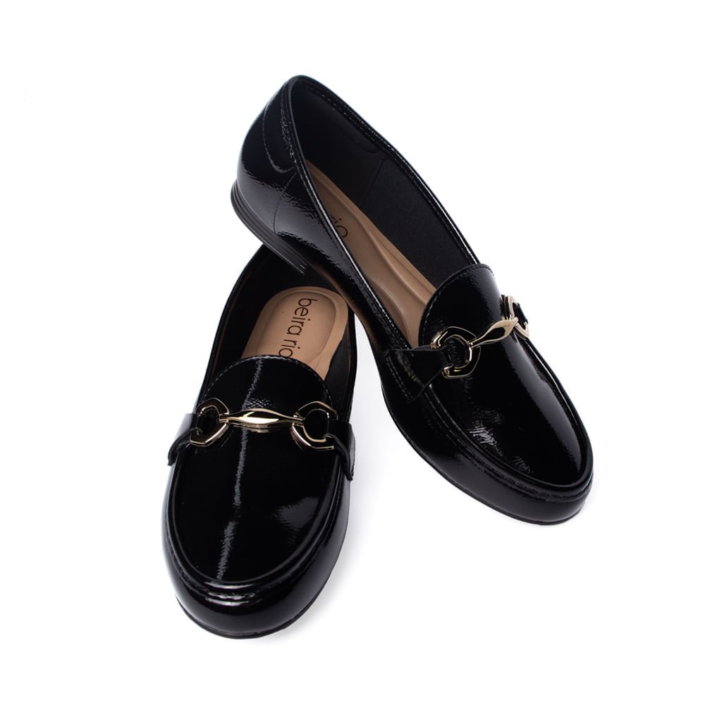 Mocassim Feminino Beira Rio Verniz Preto Preto 7
