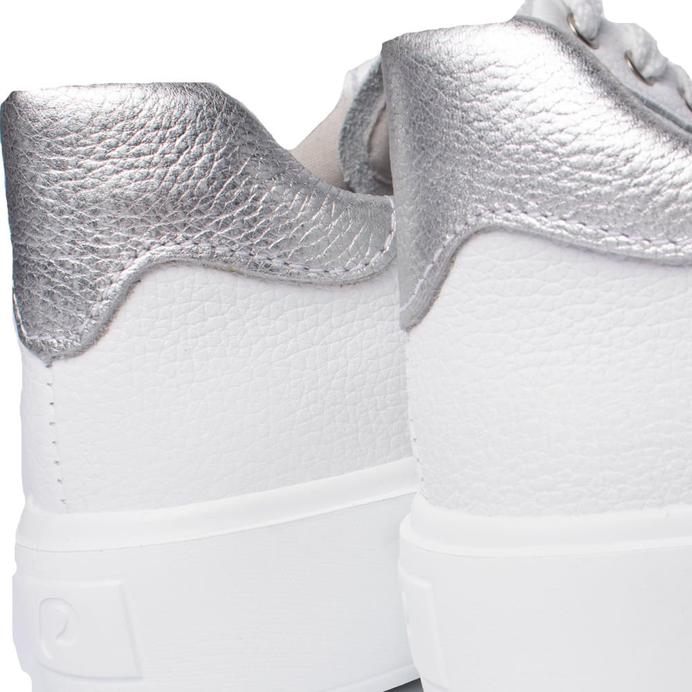 Tênis Feminino Pegada Couro Casual Branco Branco 5