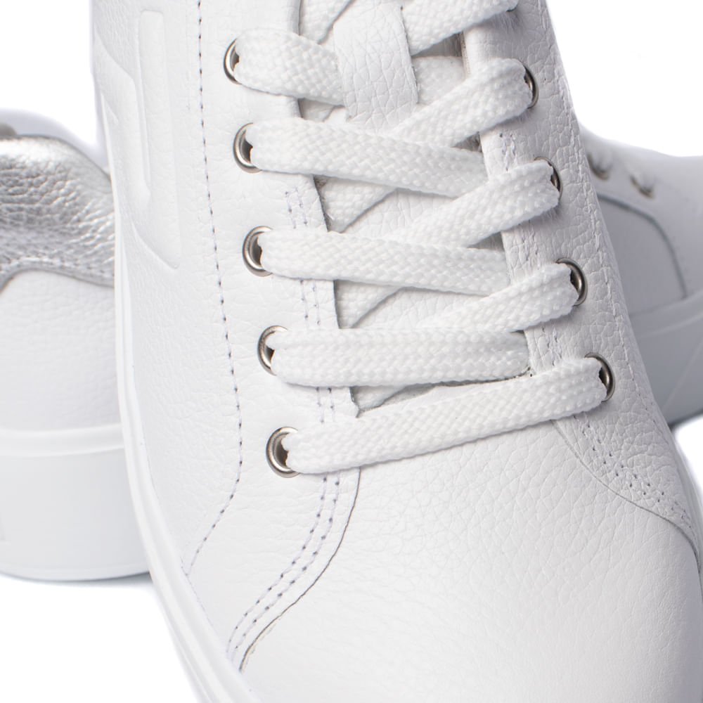 Tênis Feminino Pegada Couro Casual Branco Branco 7