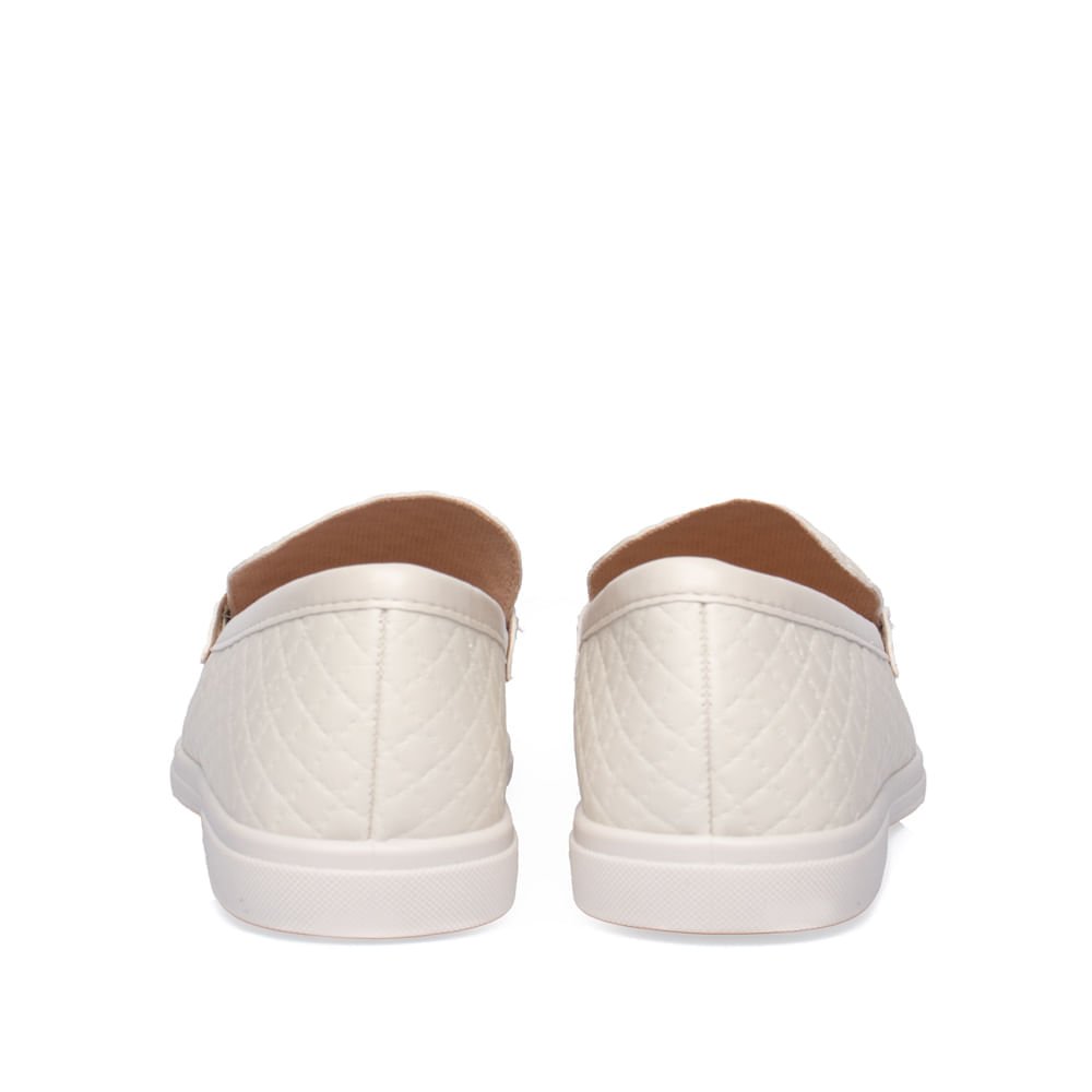 Mocassim Moleca Feminino Textura Matelassê Off Whithe Branco 3