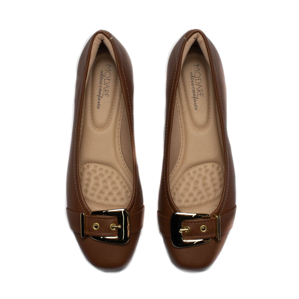 Sapatilha Feminina Modare Casual Com Fivela Dourada Marrom Marrom 4