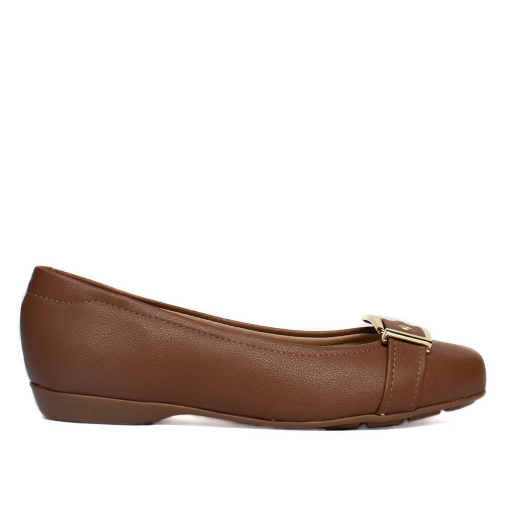 Sapatilha Feminina Modare Casual Com Fivela Dourada Marrom