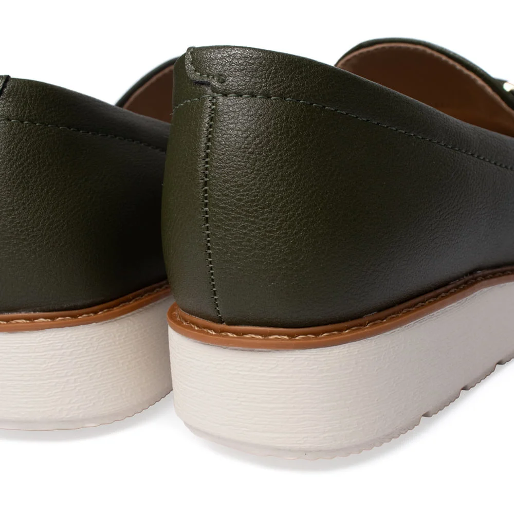 Mocassim Feminino Modare Adereço Dourado Oliva Verde 6