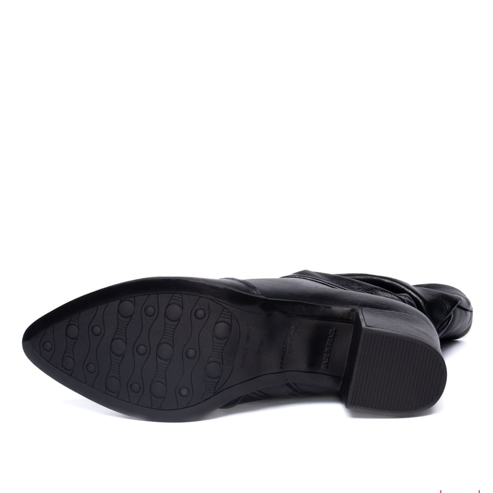 Bota Feminina Pegada Cano Médio Franzido Preto Preto 2