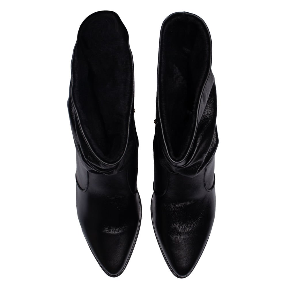 Bota Feminina Pegada Cano Médio Franzido Preto Preto 4