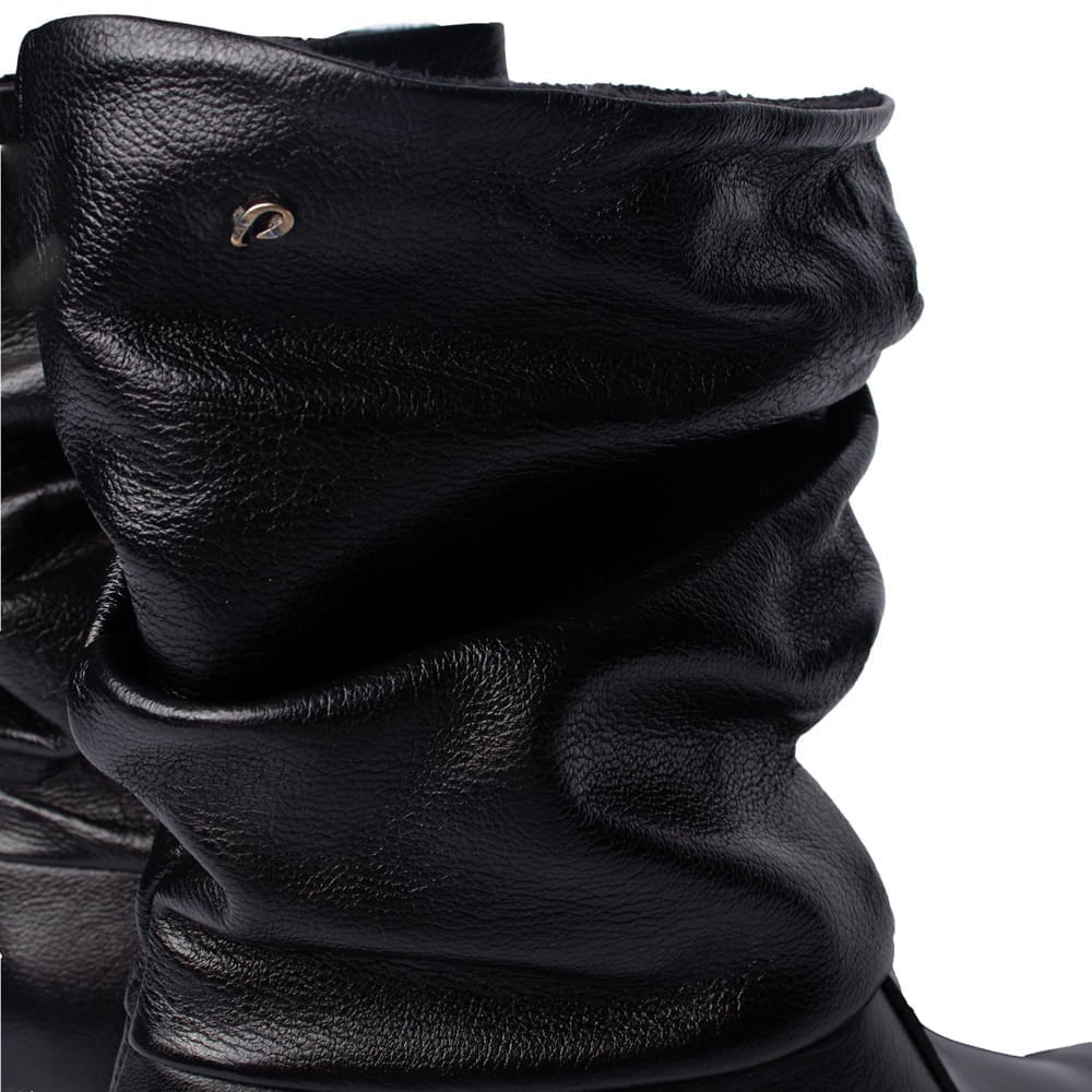 Bota Feminina Pegada Cano Médio Franzido Preto Preto 6