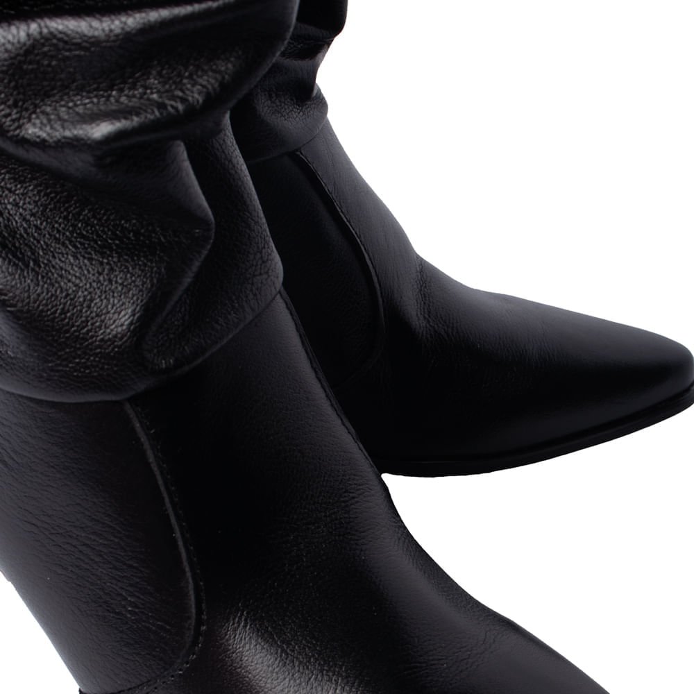 Bota Feminina Pegada Cano Médio Franzido Preto Preto 7