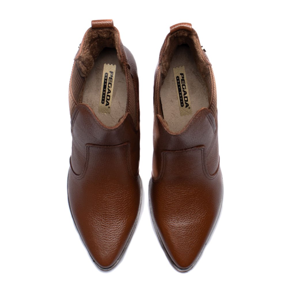 Bota Feminina  Pegada Cano curto Couro Terracota Terracota 4