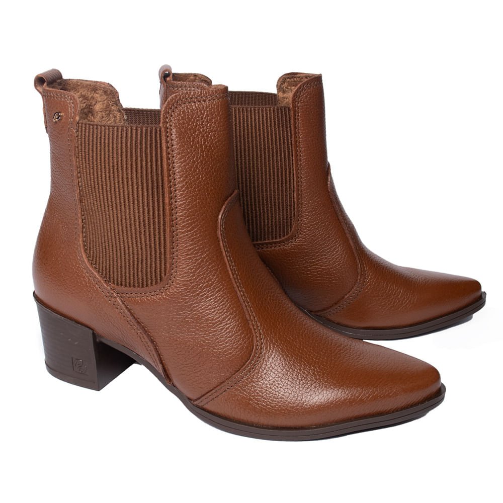 Bota Feminina  Pegada Cano curto Couro Terracota Terracota 7