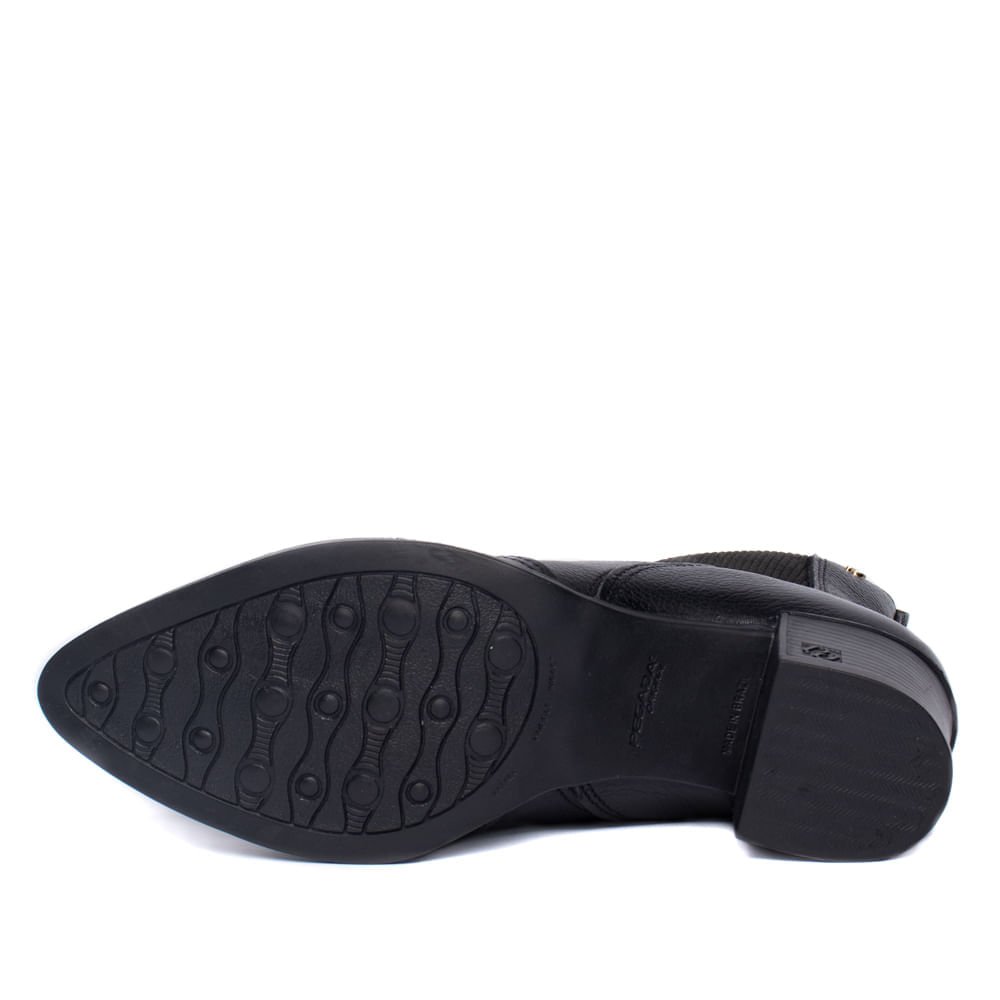 Bota Feminina  Pegada Cano curto Couro Preto Preto 2
