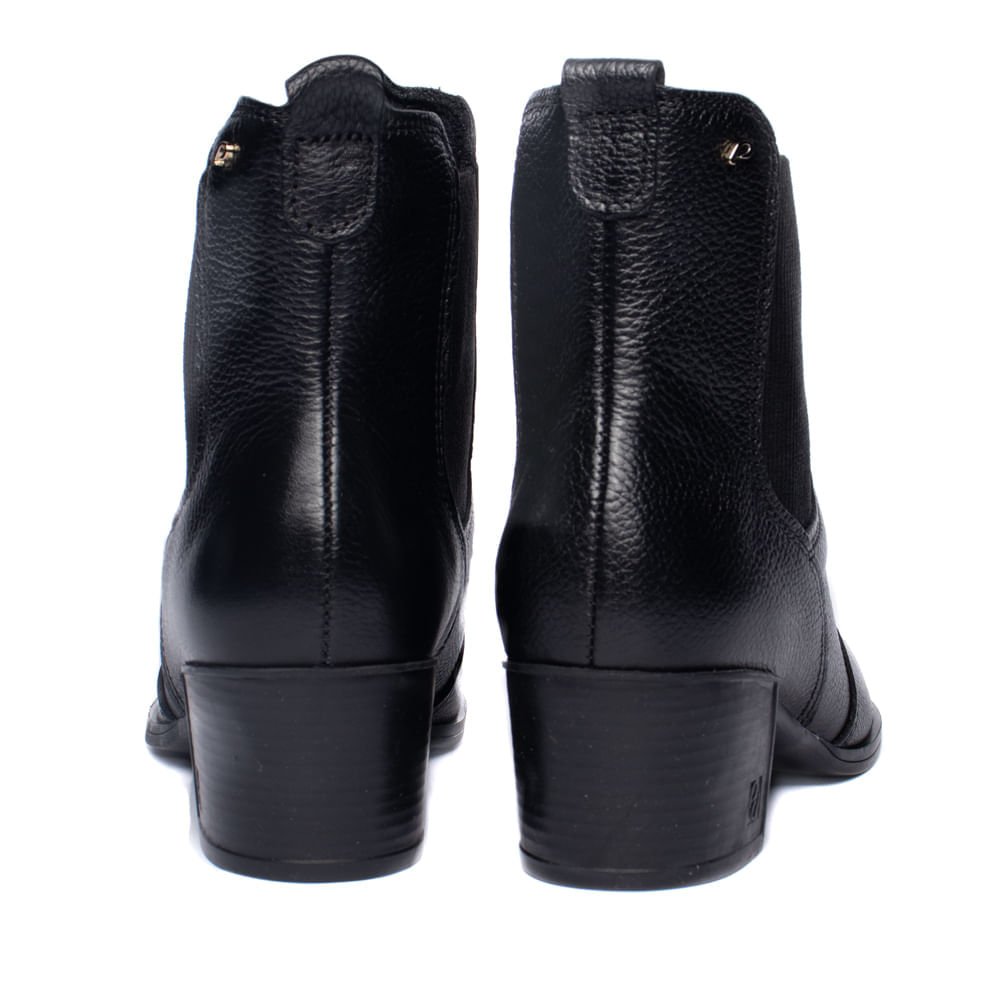 Bota Feminina  Pegada Cano curto Couro Preto Preto 3