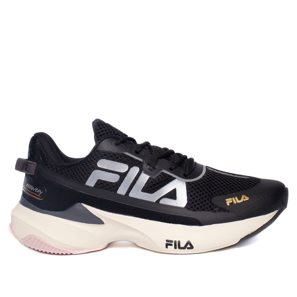 Tênis Feminino Fila Recovery Preto/Rosa Claro
