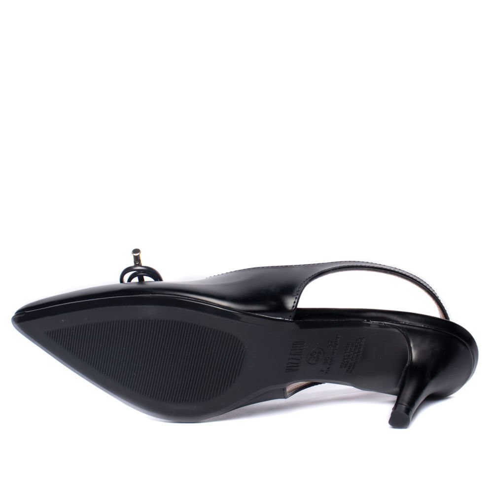 Sapato Scarpin Feminino Vizzano Napa Salto Fino com Laço Preto Preto 2