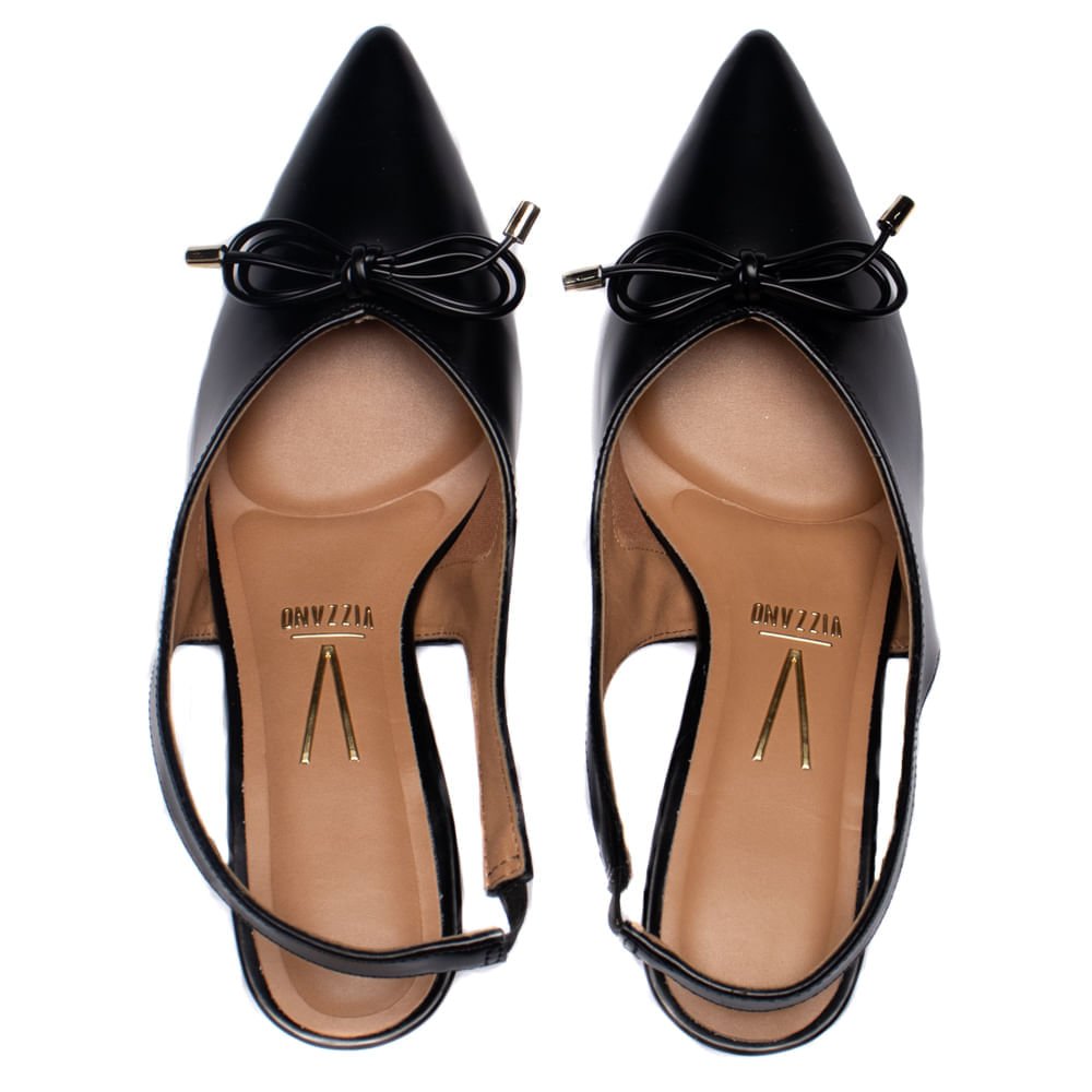 Sapato Scarpin Feminino Vizzano Napa Salto Fino com Laço Preto Preto 3