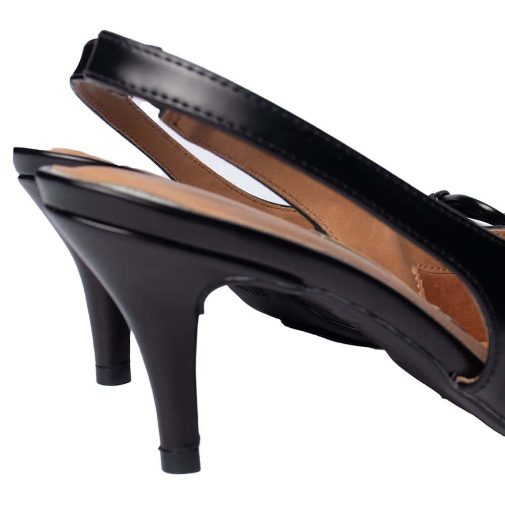 Sapato Scarpin Feminino Vizzano Napa Salto Fino com Laço Preto Preto 4
