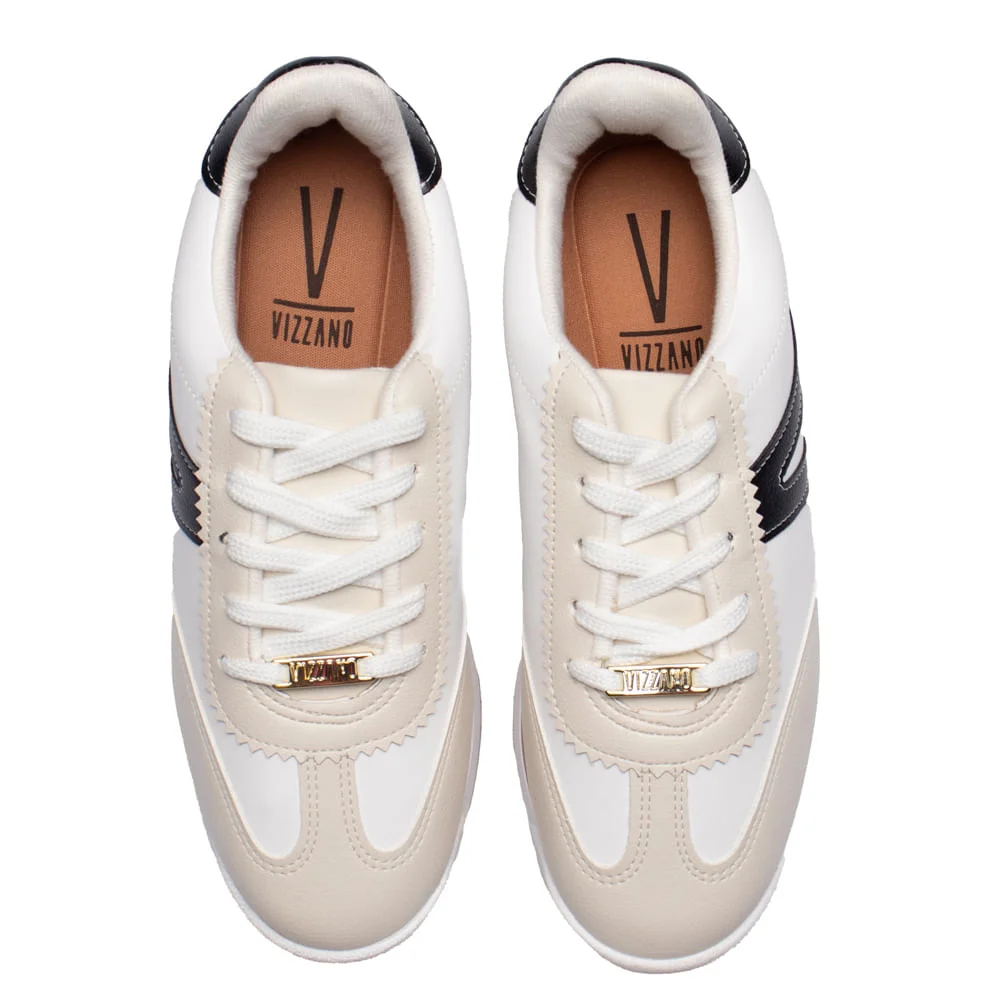 Tênis Feminino Vizzano Napa com Recortes Bege/Preto Bege/Preto 4