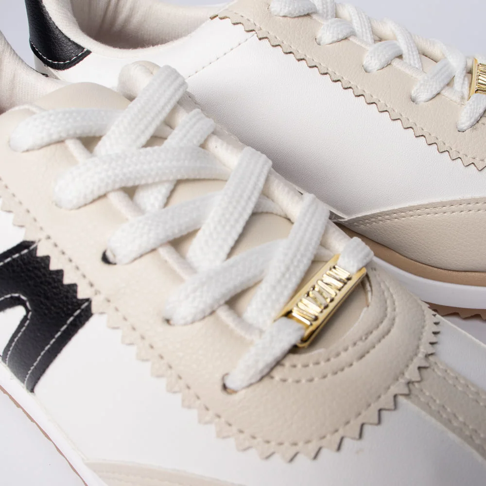 Tênis Feminino Vizzano Napa com Recortes Bege/Preto Bege/Preto 6