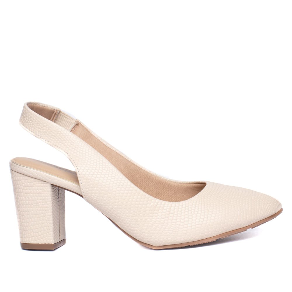 Sapato Scarpin Feminino Modare Napa Salto Bloco Bege Claro