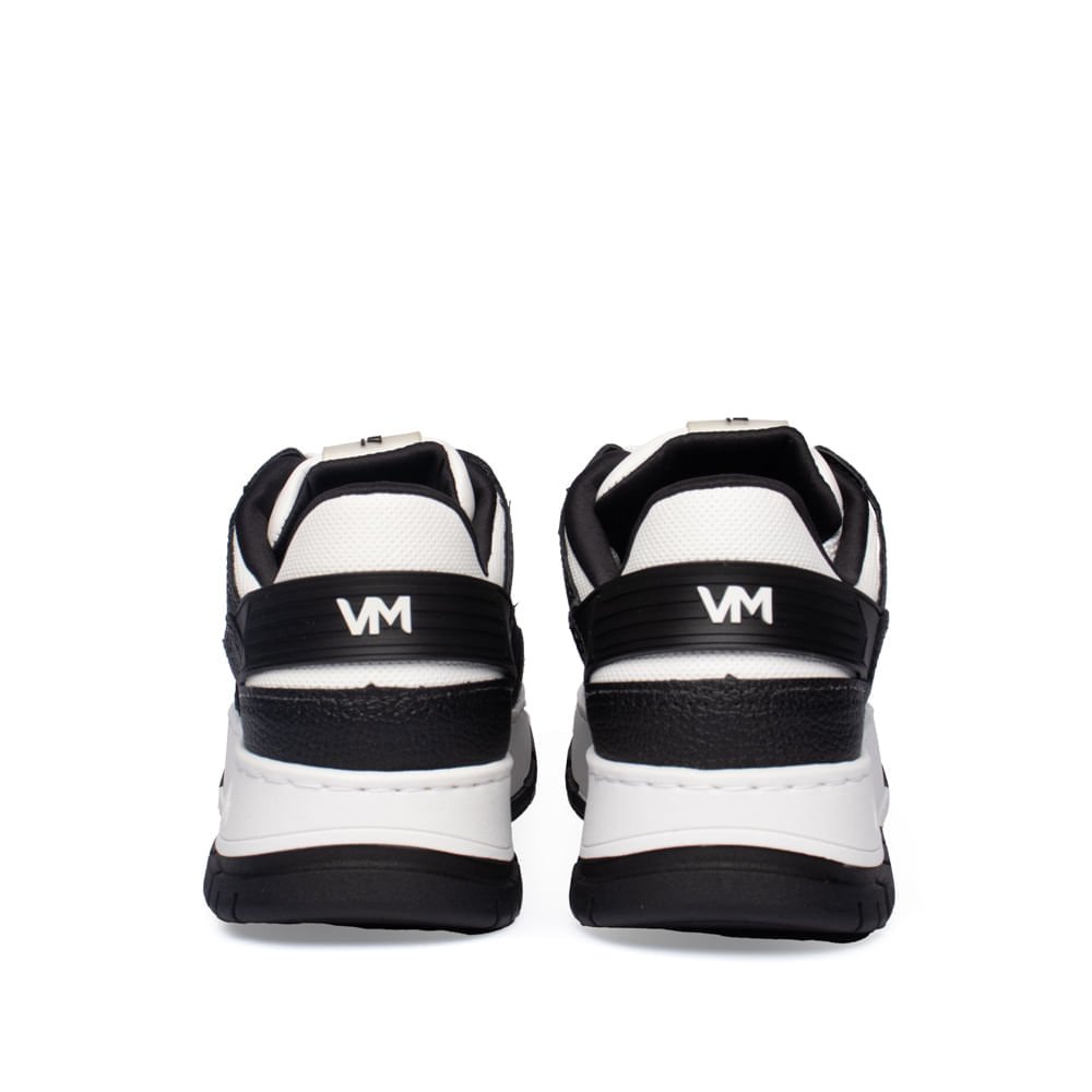 Tênis Feminino Via Marte Napa com Recortes Branco/Preto Branco/Preto 3