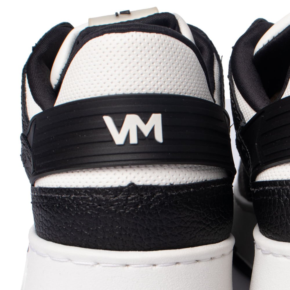 Tênis Feminino Via Marte Napa com Recortes Branco/Preto Branco/Preto 5