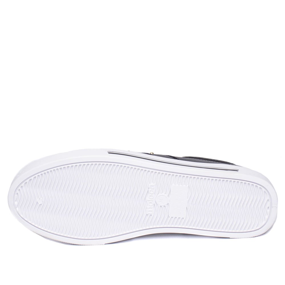 Tênis Feminino Moleca Napa Floather com Aplicações Preto/Dourado Preto 2