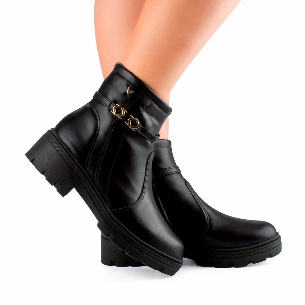 Bota Feminina Mississipi Cano Curto Tratorada Preto Preto 6