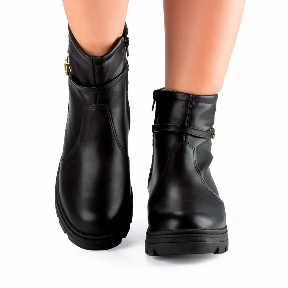 Bota Feminina Mississipi Cano Curto Tratorada Preto Preto 7