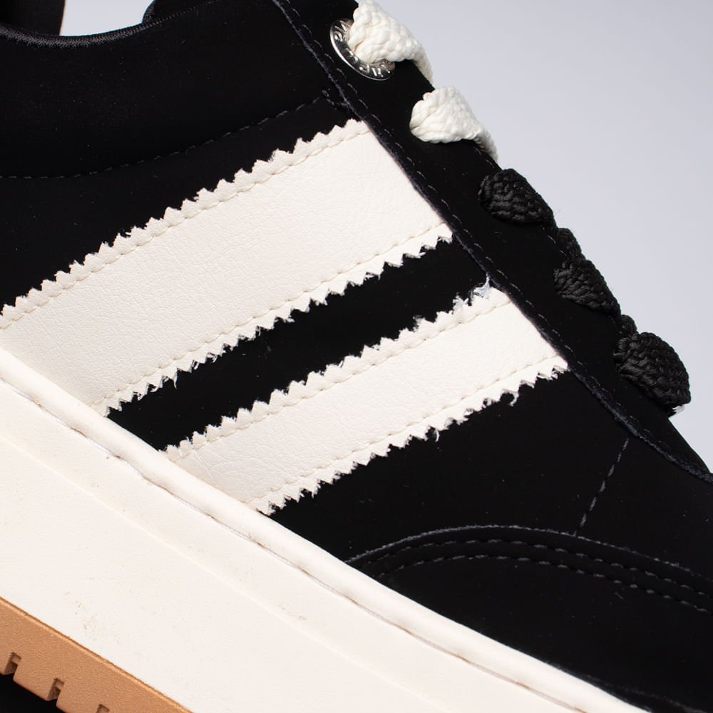Tênis Feminino Via Marte Casual com Cadarço Duplo Preto/Off White Preto 6