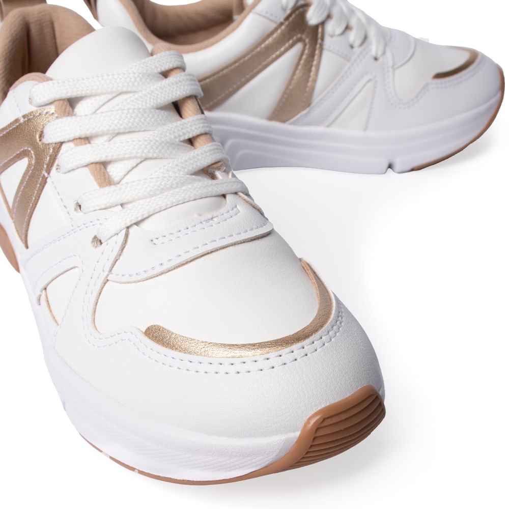 Tênis Feminino Modare Napa Suprema com Recortes Branco/Dourado Branco/Dourado 4