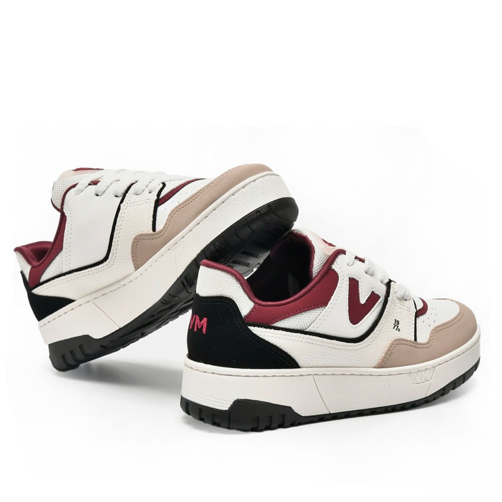 Tênis Feminino Via Marte Casual com Recortes Off White/Bordô Off White 2