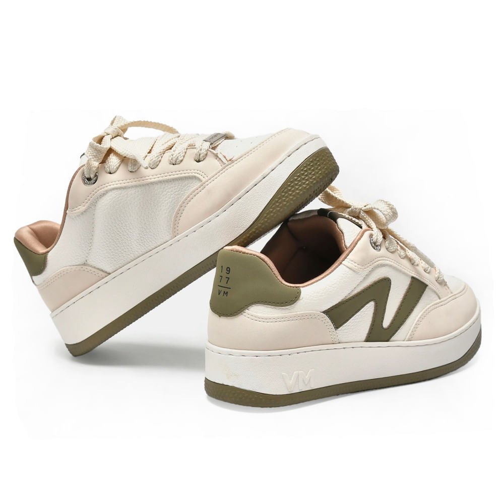 Tênis Feminino Via Marte Casual Bege Claro/Verde Escuro Bege Claro 2