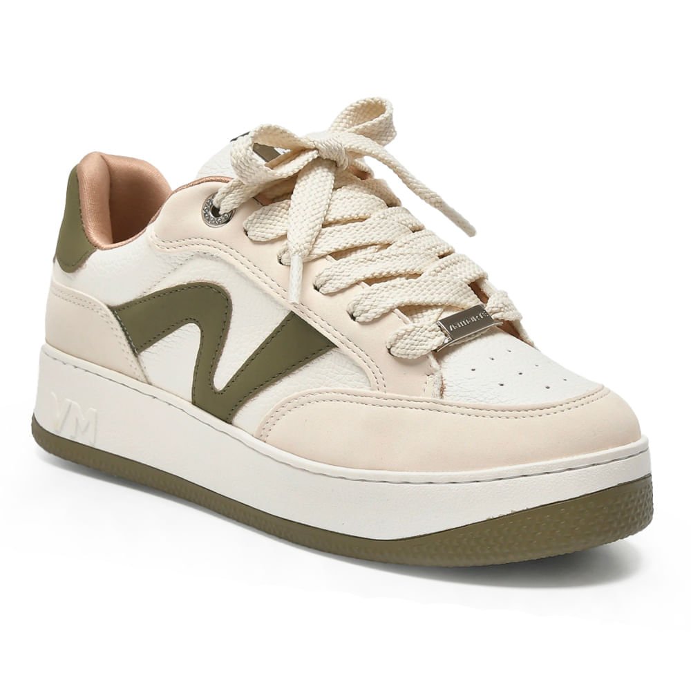 Tênis Feminino Via Marte Casual Bege Claro/Verde Escuro Bege Claro 3