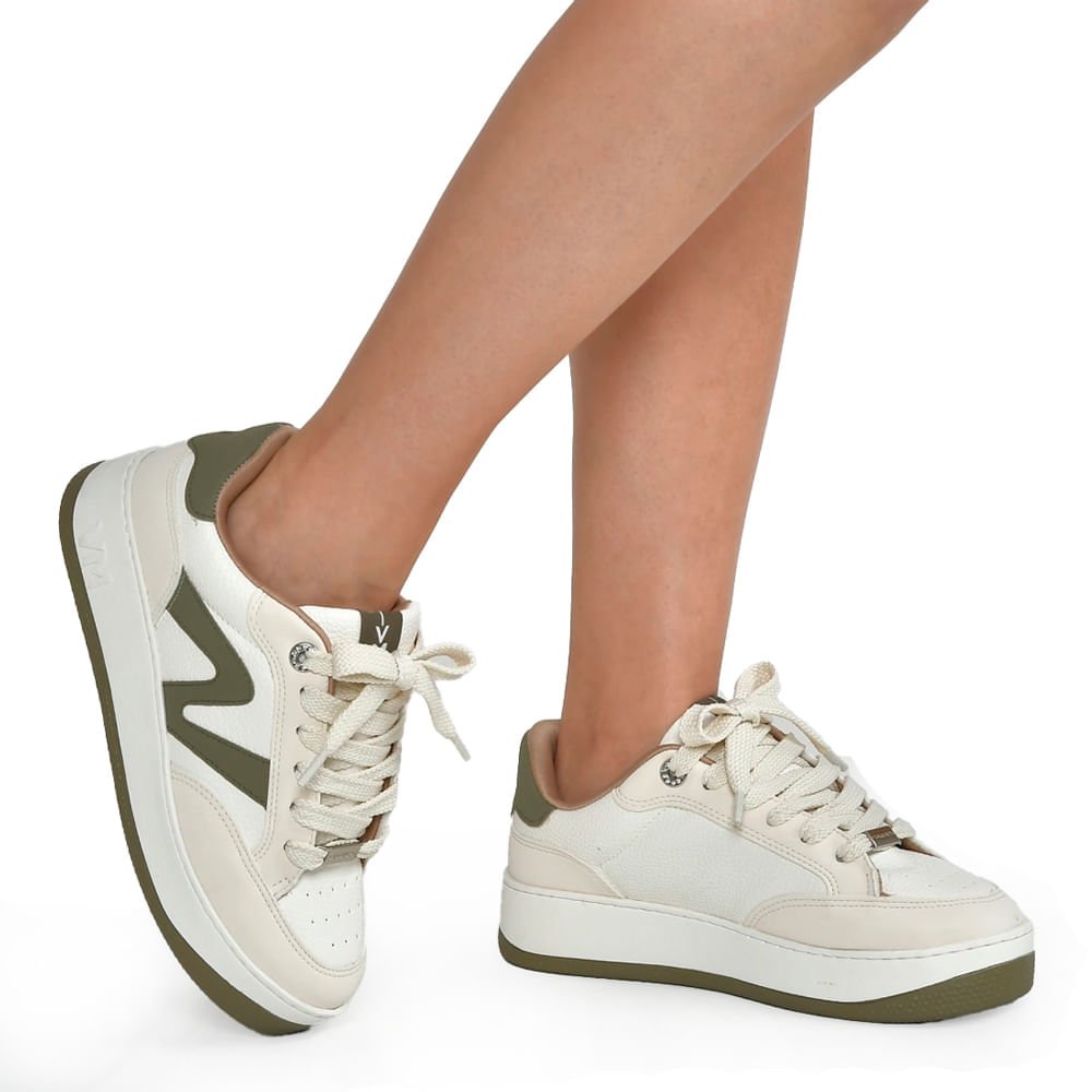 Tênis Feminino Via Marte Casual Bege Claro/Verde Escuro Bege Claro 4