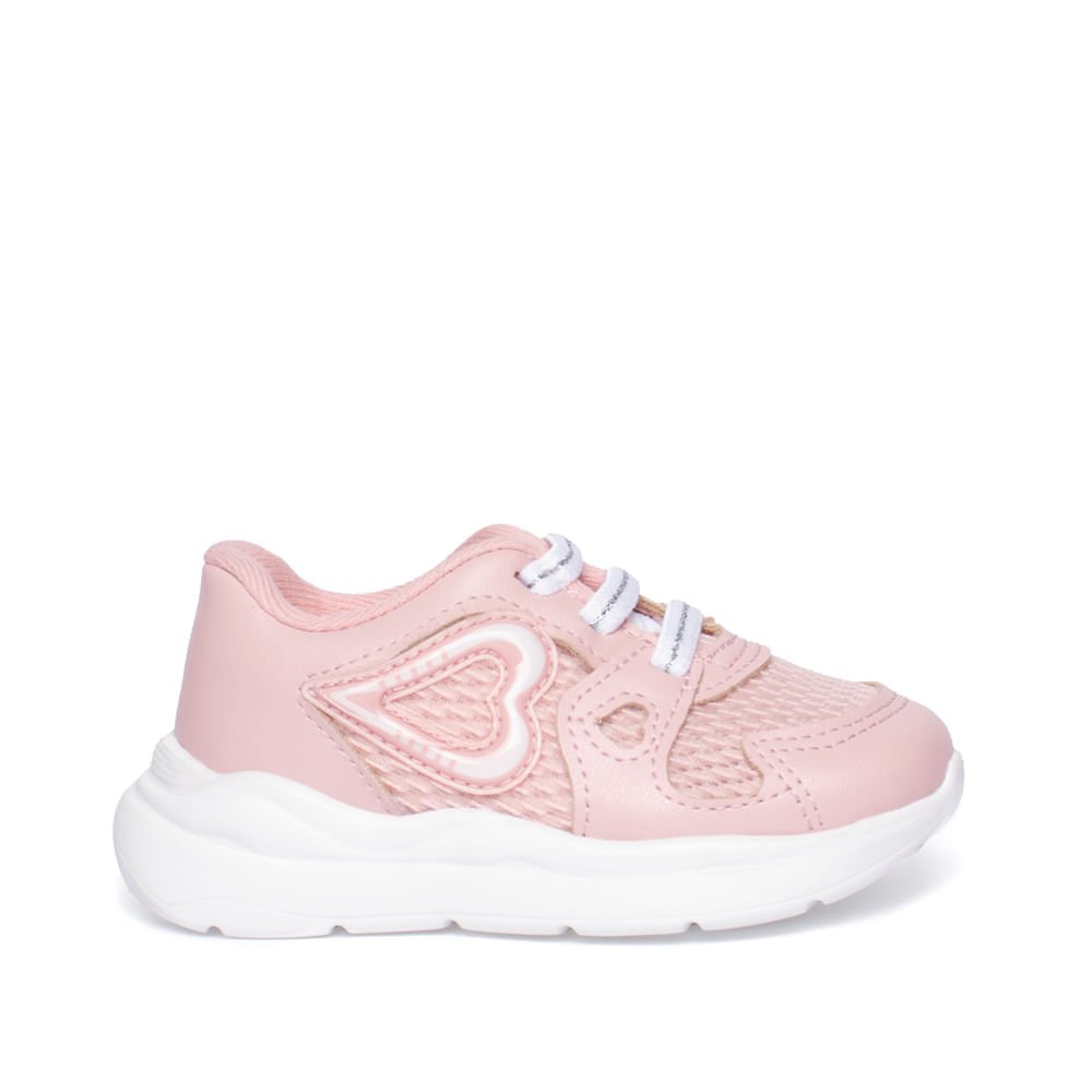 Tênis Infantil Molekinha com Coração Rosa Claro