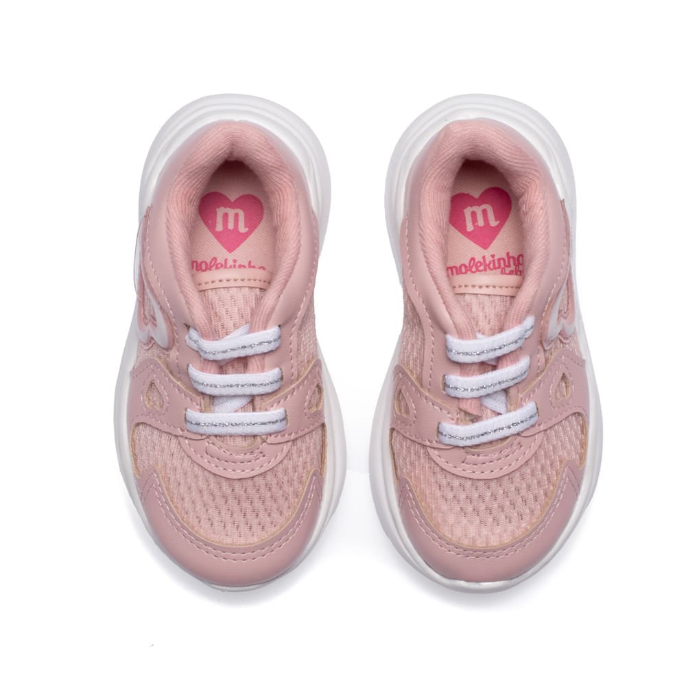 Tênis Infantil Molekinha com Coração Rosa Claro Rosa Claro 4