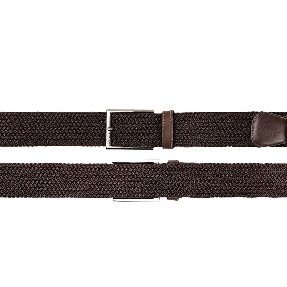 Cinto Masculino Ferracini FC675C Flex Couro Elástico Trançado Marrom Marrom Escuro 3