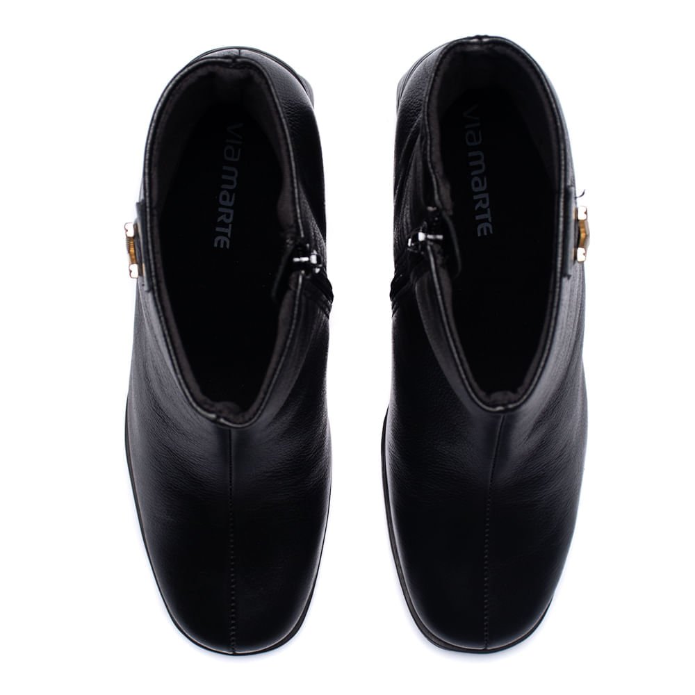 Bota Feminina Via Marte Social Cano Curto Couro Preto Preto 3