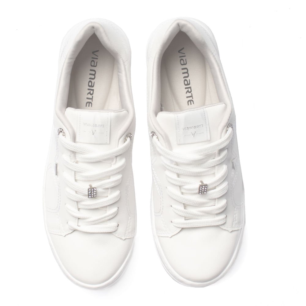 Tênis Feminino Via Marte com Pingentes Strass Branco Branco 4