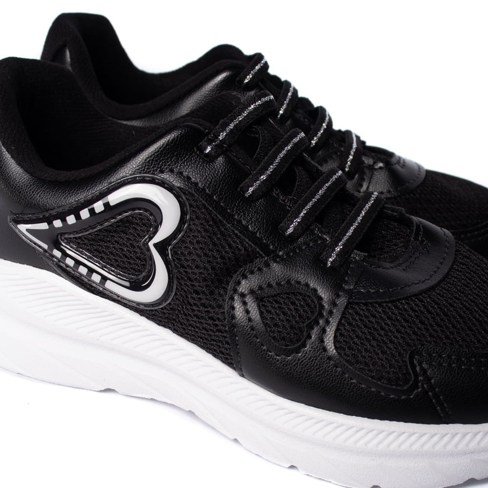 Tênis Infantil Molekinha Napa com Coração Preto Preto 5