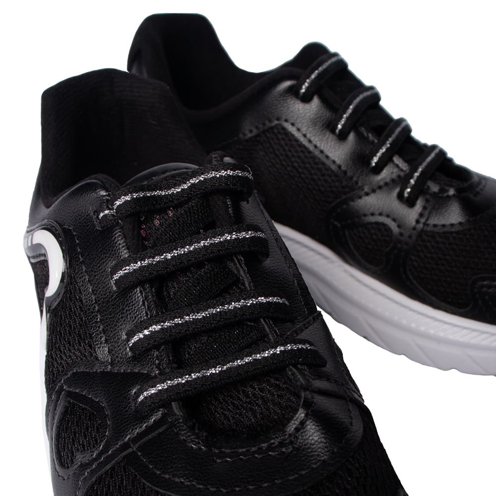 Tênis Infantil Molekinha Napa com Coração Preto Preto 6