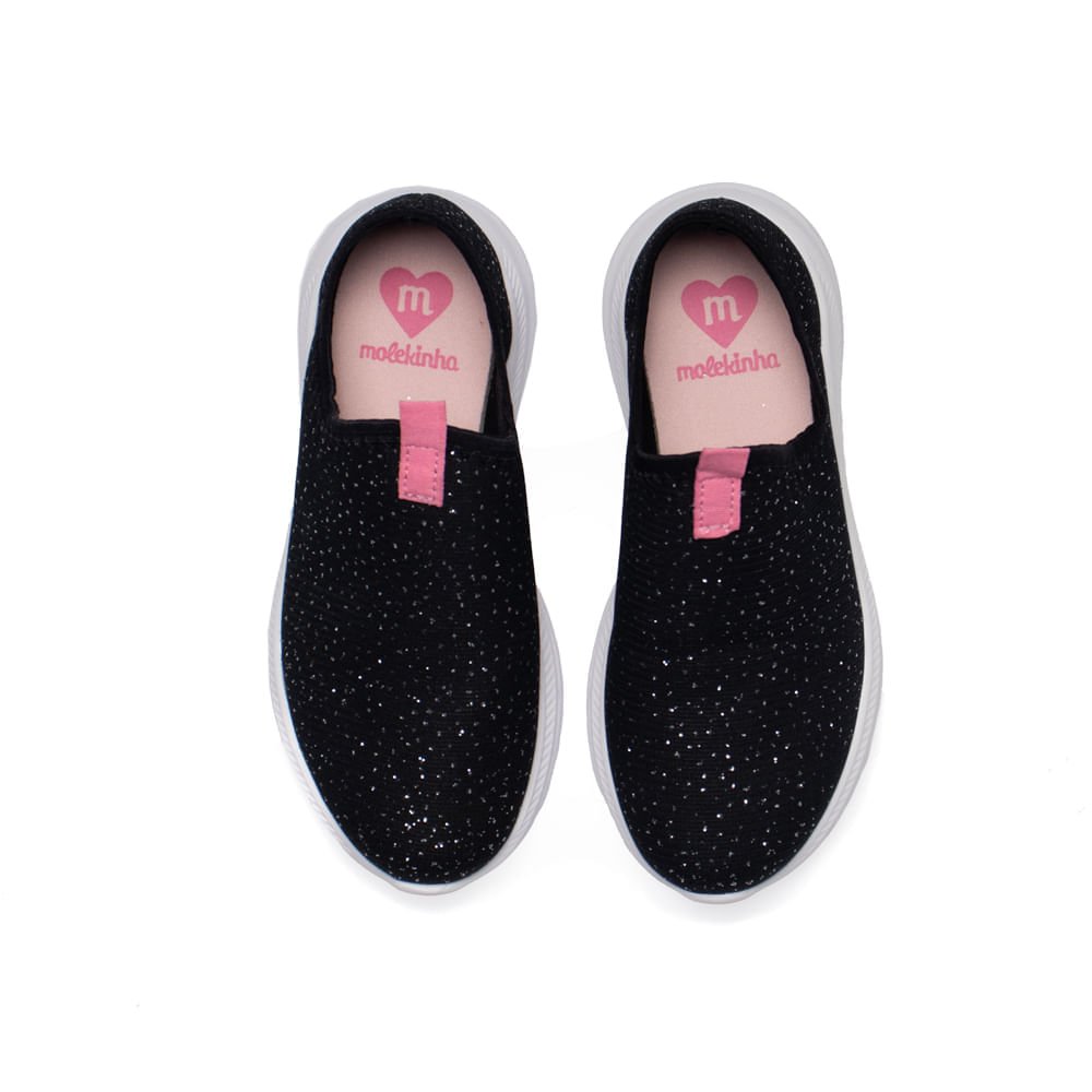 Tênis Infantil Molekinha Calce Fácil com Brilhos Preto Preto 4