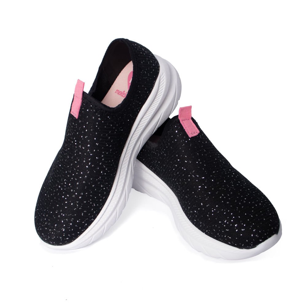 Tênis Infantil Molekinha Calce Fácil com Brilhos Preto Preto 5
