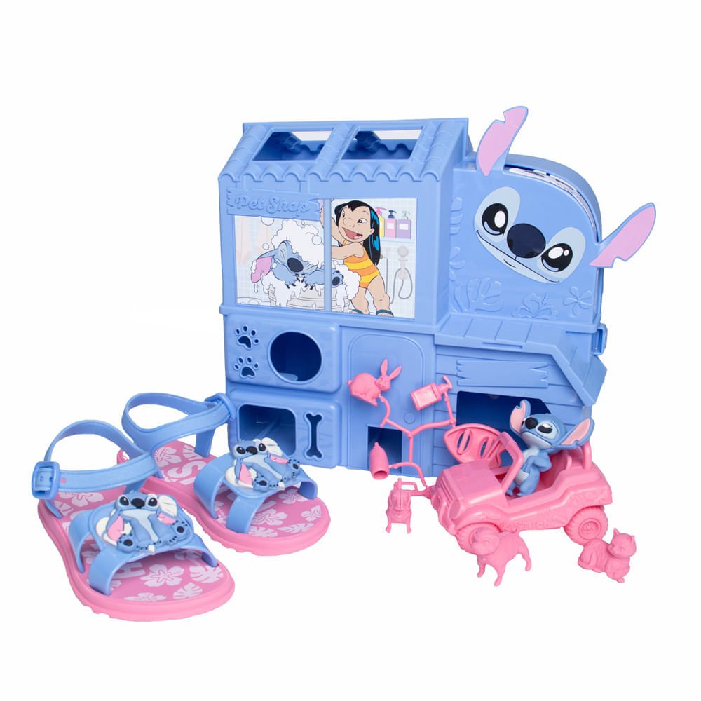 Sandália Infantil Grendene Pet Shop  Stitch  Glitter Rosa