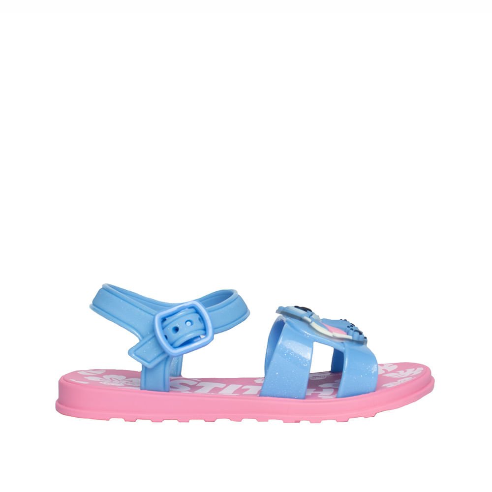 Sandália Infantil Grendene Pet Shop  Stitch  Glitter Rosa Azul 2