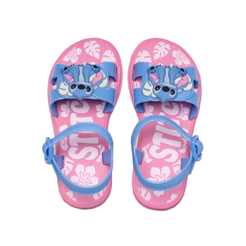 Sandália Infantil Grendene Pet Shop  Stitch  Glitter Rosa Azul 4