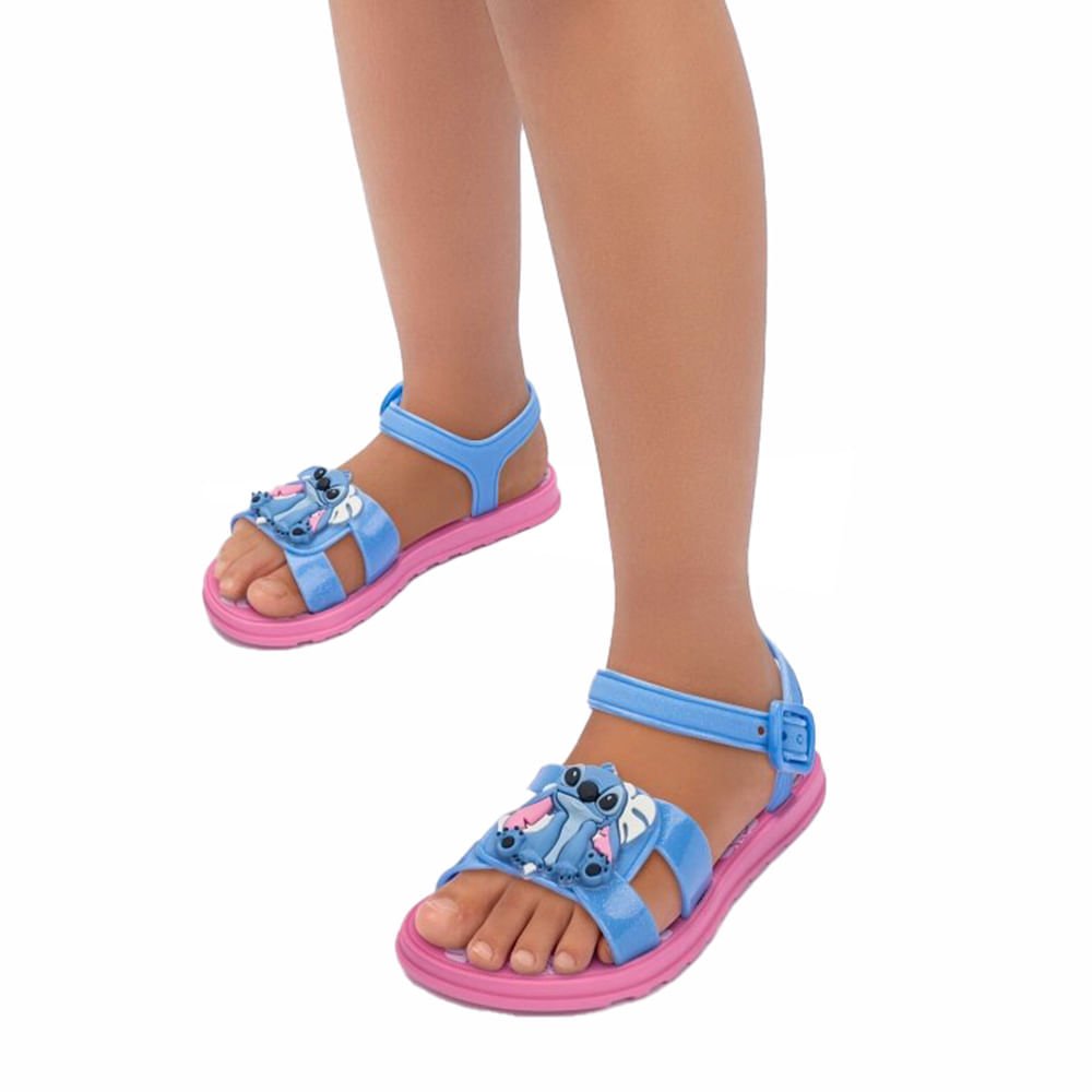 Sandália Infantil Grendene Pet Shop  Stitch  Glitter Rosa Azul 6